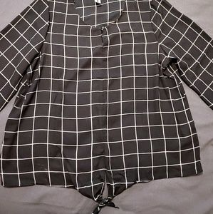 Jules & Leopold Black & White Plaid Blouse XL